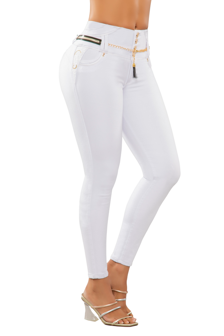 JEANS LEVANTA COLA BLANCO 6768