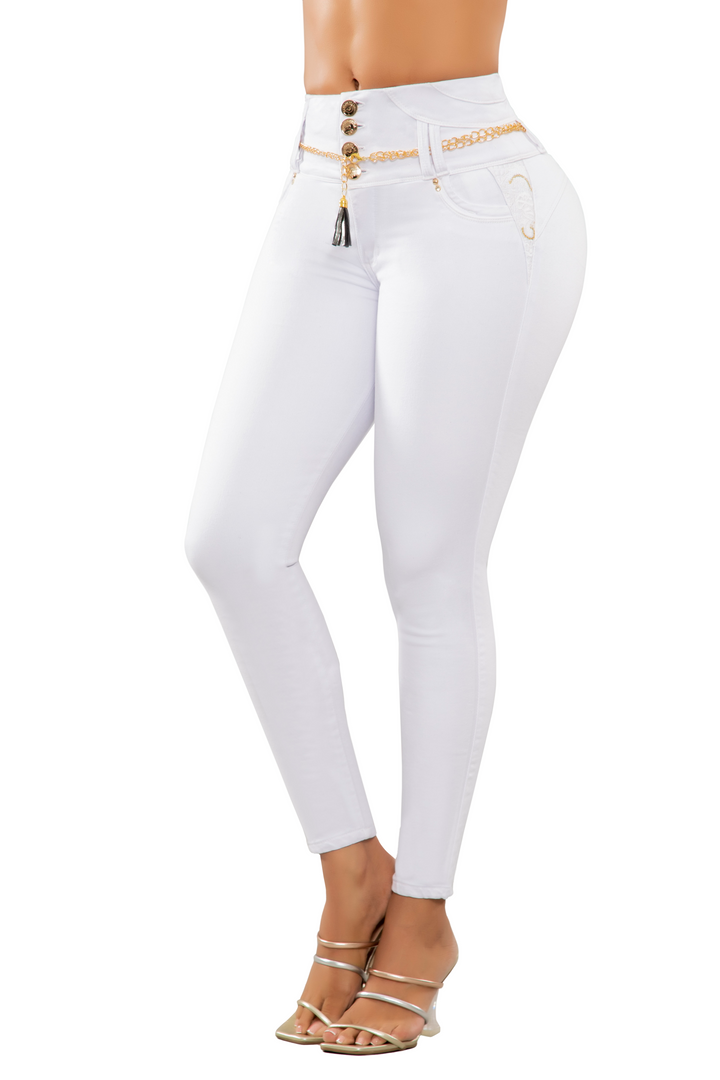 JEANS LEVANTA COLA BLANCO 6768