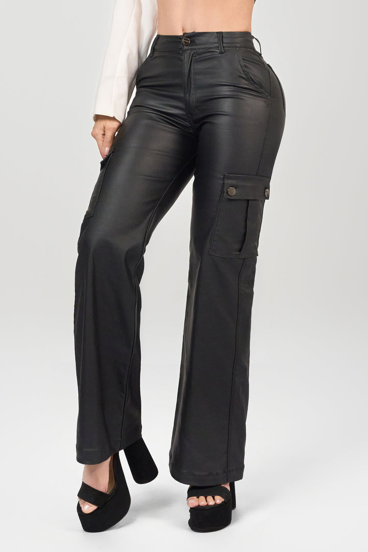 BLACK MID-RISE PANTS 6887