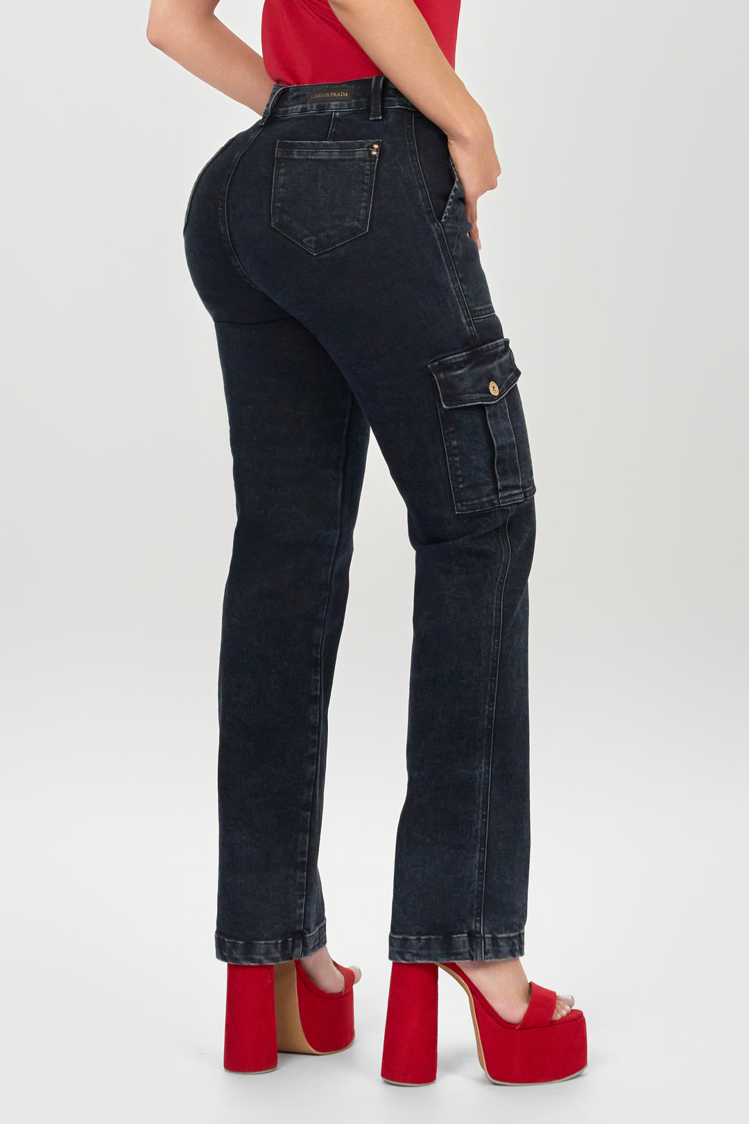 BLACK CARGO STRAIGHT JEANS 6893