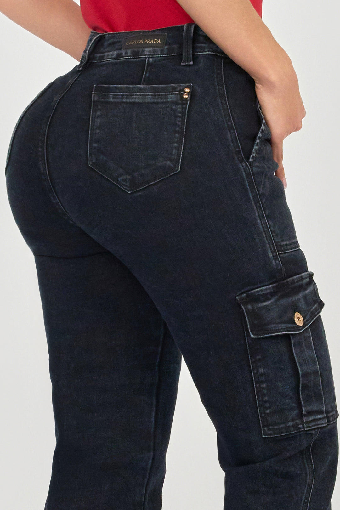 BLACK CARGO STRAIGHT JEANS 6893