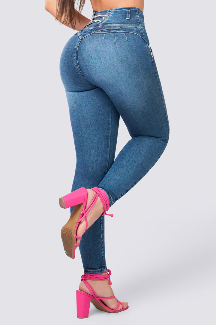 BLUE HIGH-WAISTED JEANS 7035