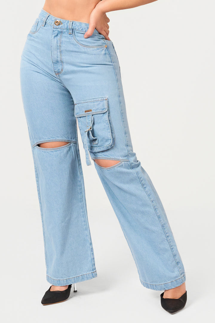 LIGHT BLUE WIDE LEG JEANS 7028