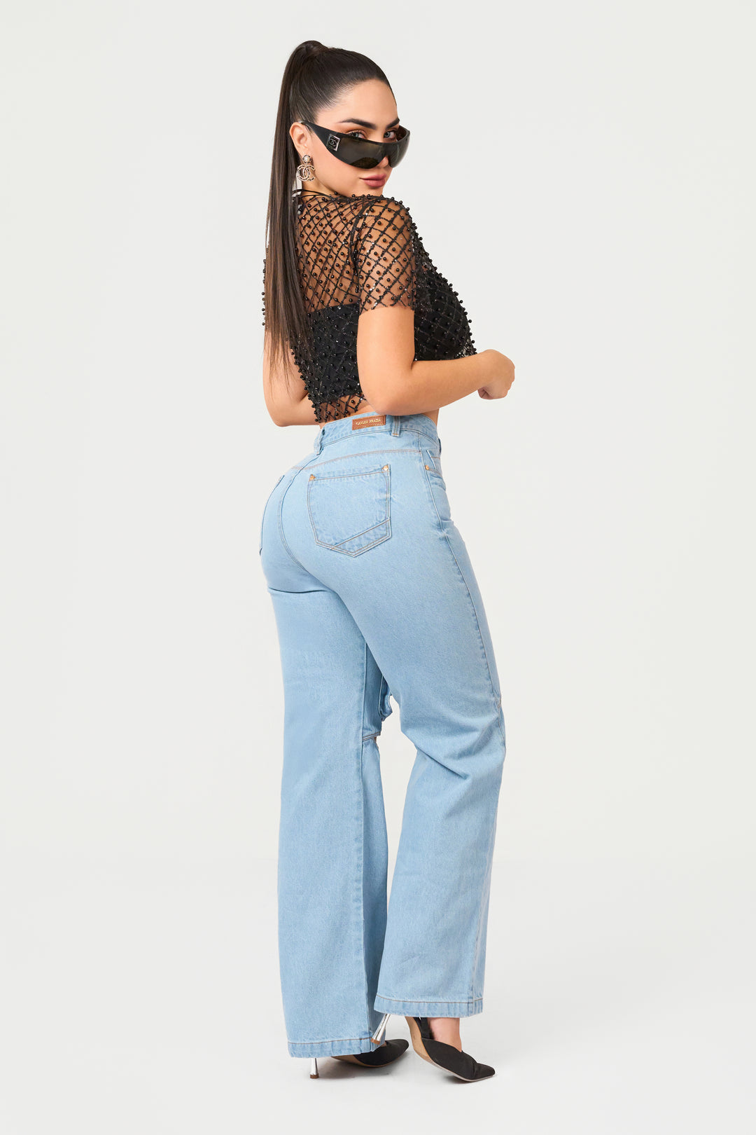 LIGHT BLUE WIDE LEG JEANS 7028