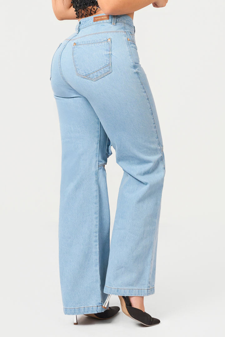 LIGHT BLUE WIDE LEG JEANS 7028