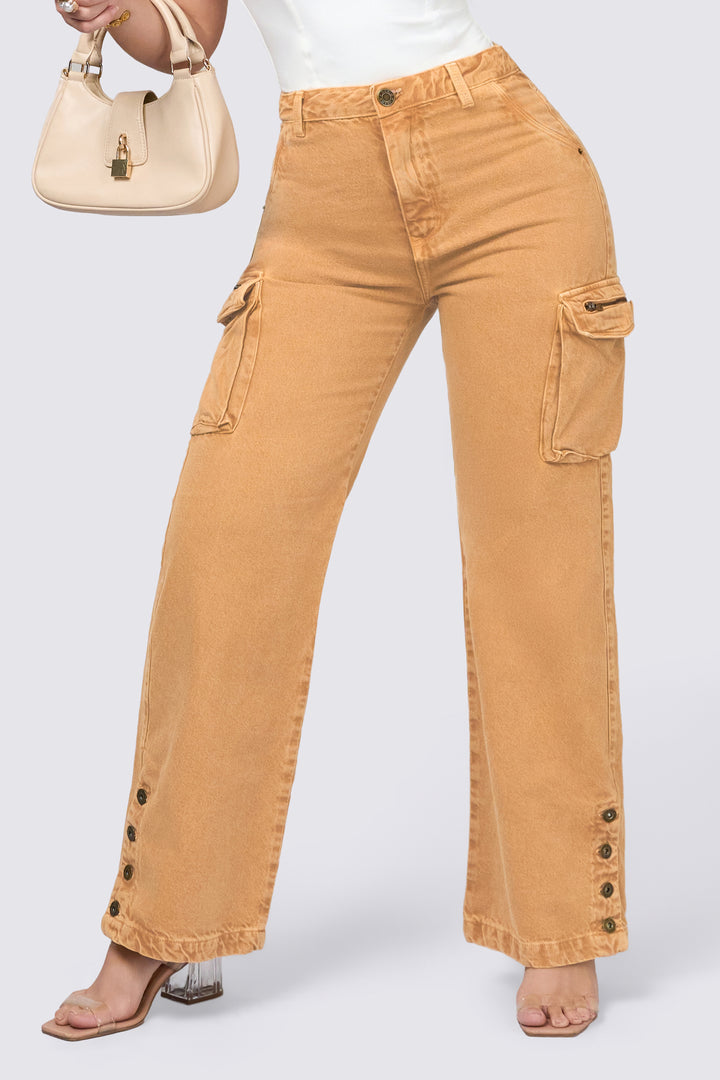CARAMEL CARGO JEANS 7051