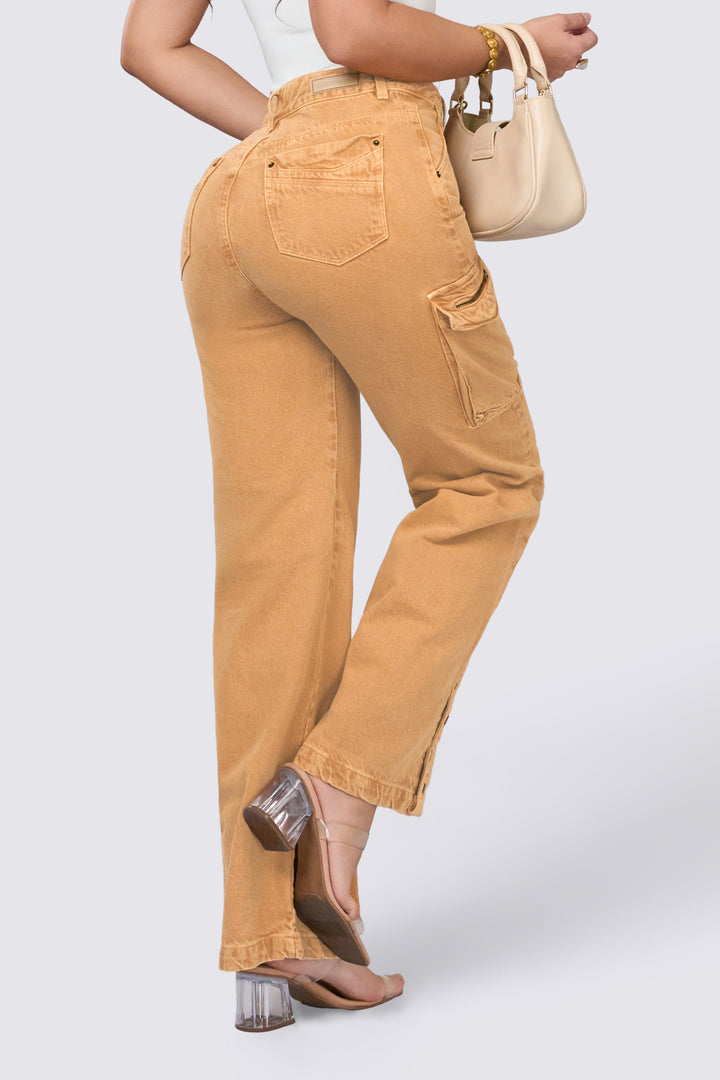CARAMEL CARGO JEANS 7051
