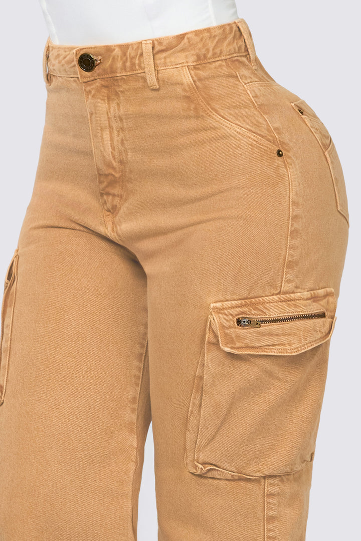 CARAMEL CARGO JEANS 7051