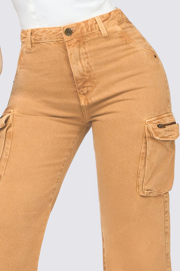 CARAMEL CARGO JEANS 7051