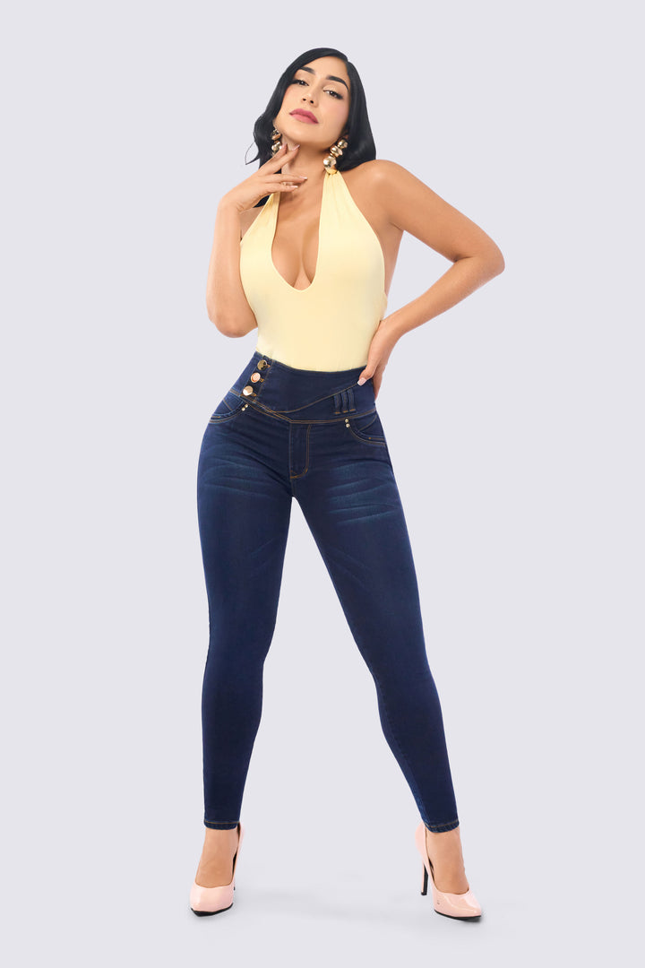 DARK BLUE PUSH-UP SKINNY JEANS 7117