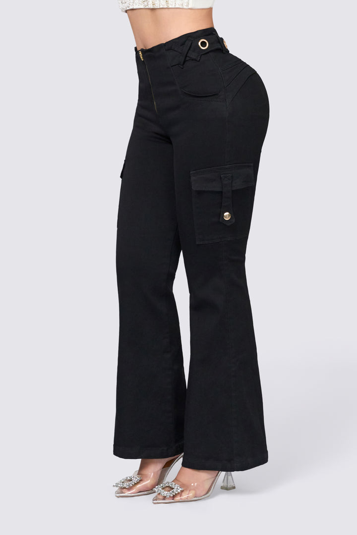 PUSH UP BLACK FLARE JEANS 6878