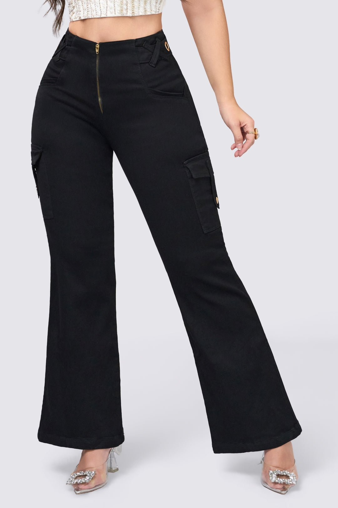 PUSH UP BLACK FLARE JEANS 6878