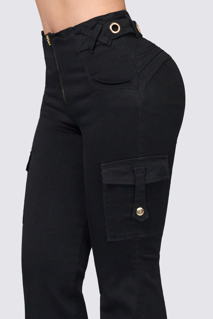 PUSH UP BLACK FLARE JEANS 6878