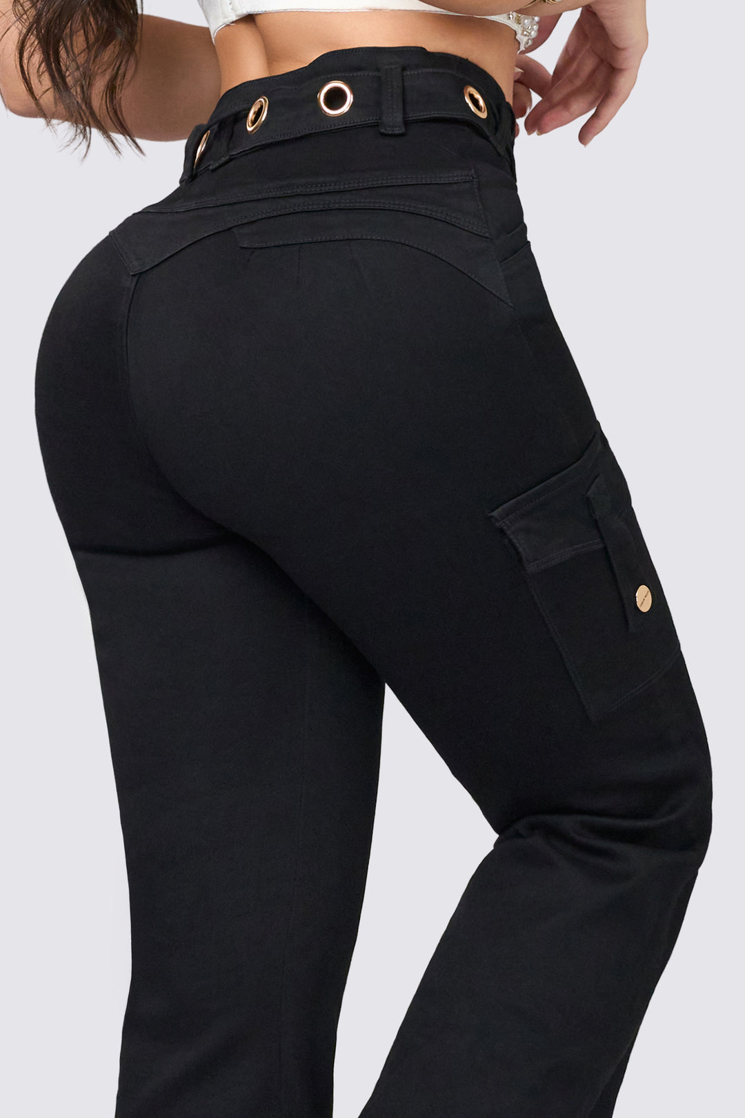 PUSH UP BLACK FLARE JEANS 6878