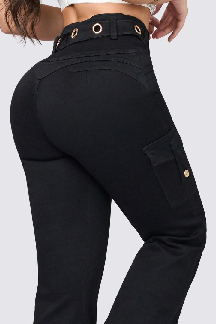 PUSH UP BLACK FLARE JEANS 6878