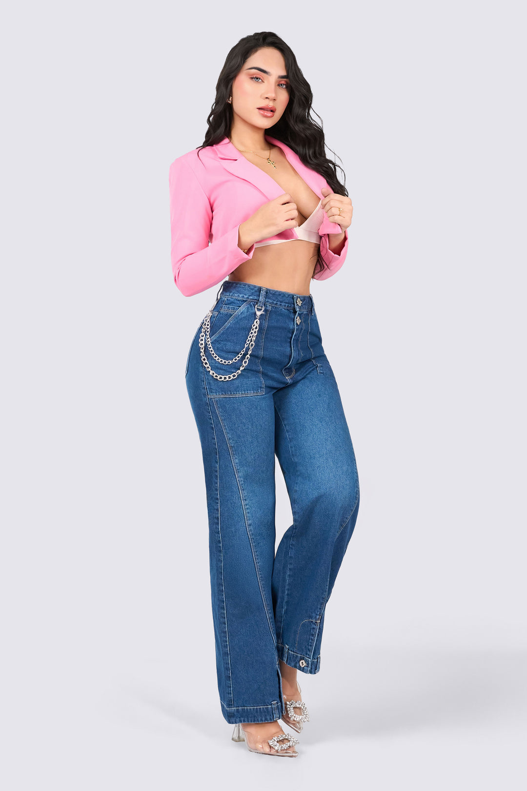HIGH- WAISTED WIDE LEG JEANS 7071-N