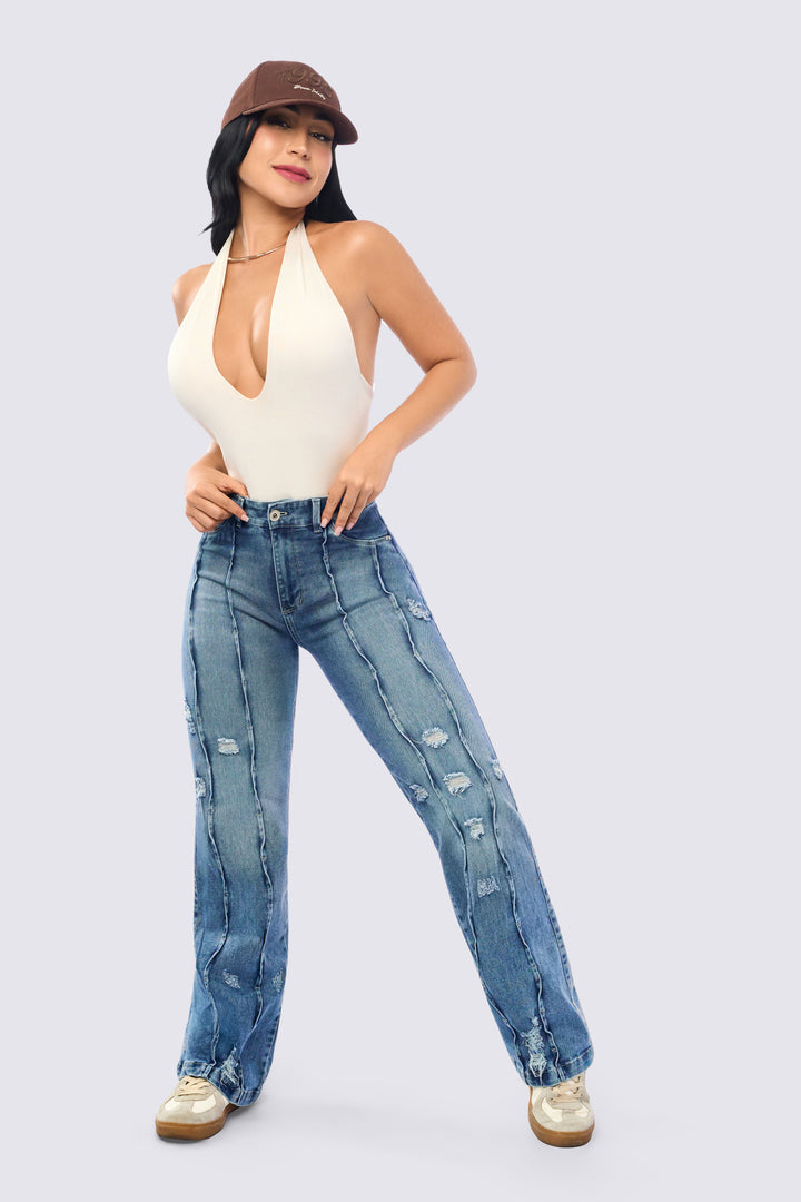 JEANS WITH EMBOSSED EXTERNAL STITCHING 7102