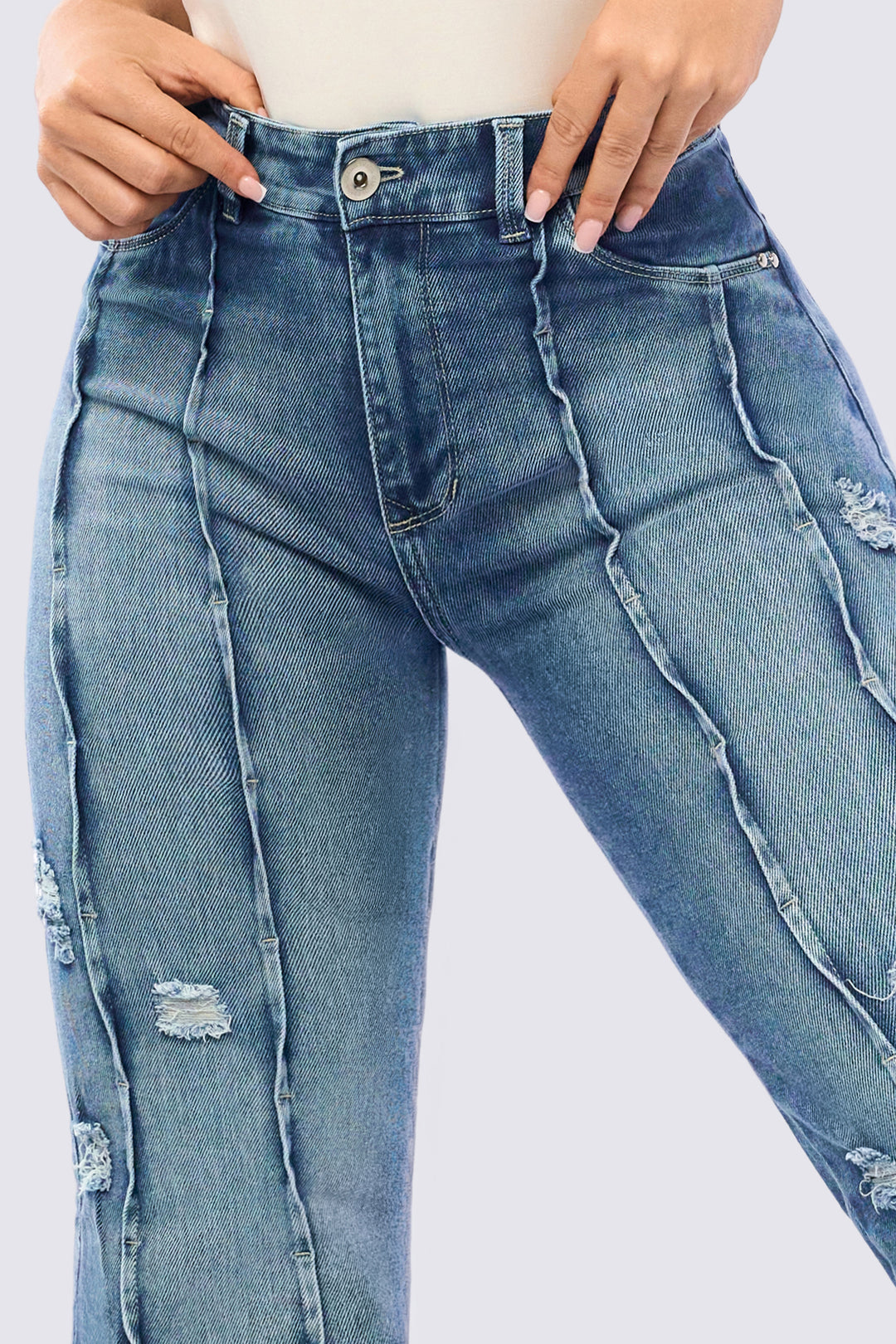JEANS WITH EMBOSSED EXTERNAL STITCHING 7102