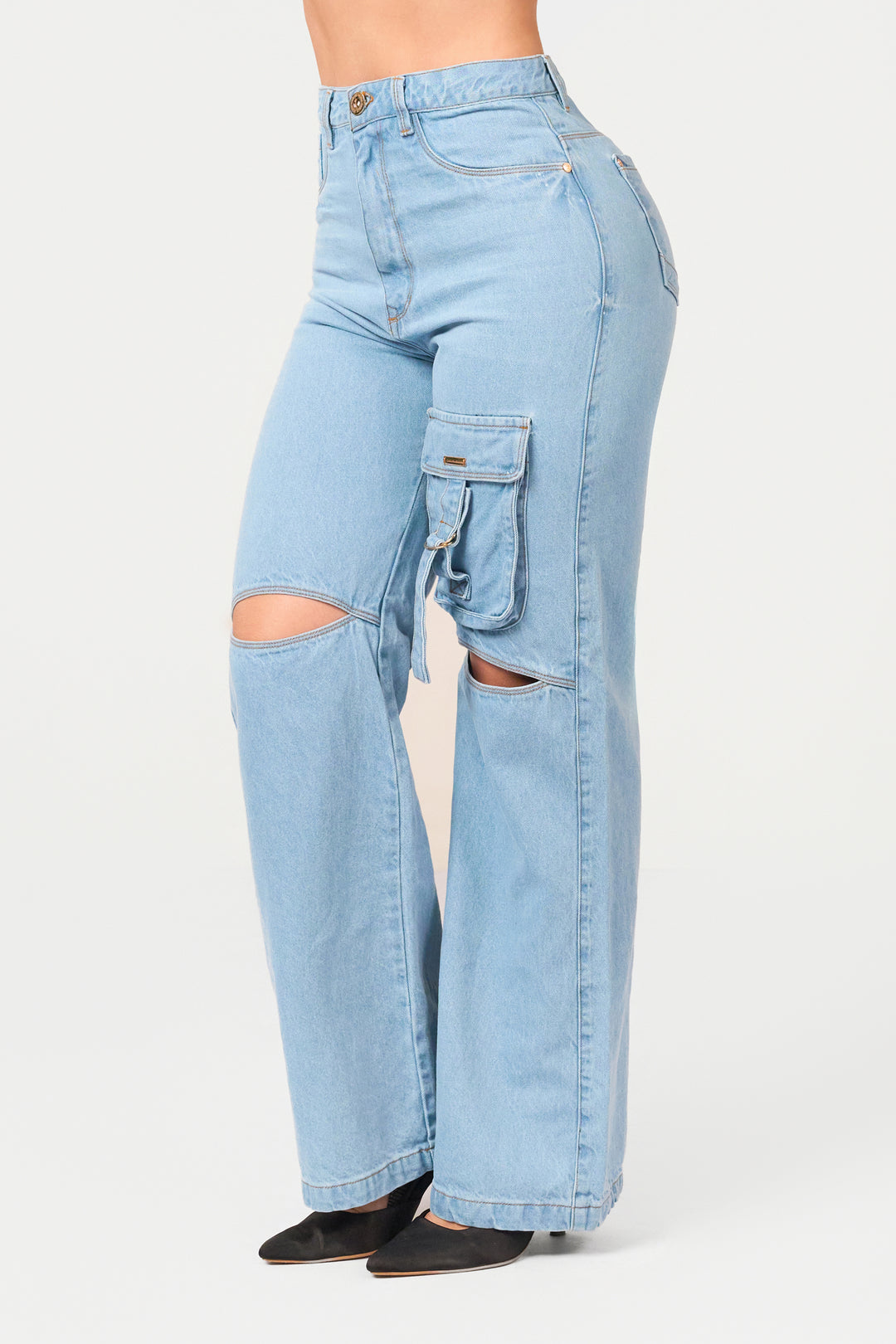 LIGHT BLUE WIDE LEG JEANS 7028