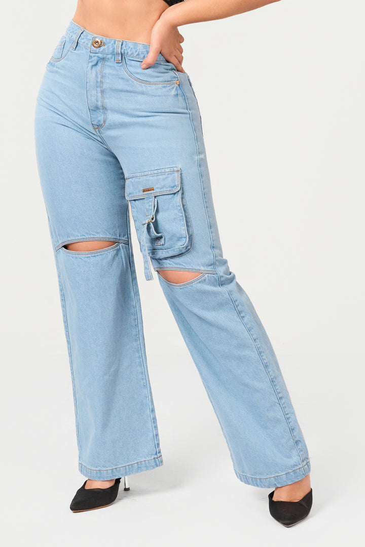 LIGHT BLUE WIDE LEG JEANS 7028