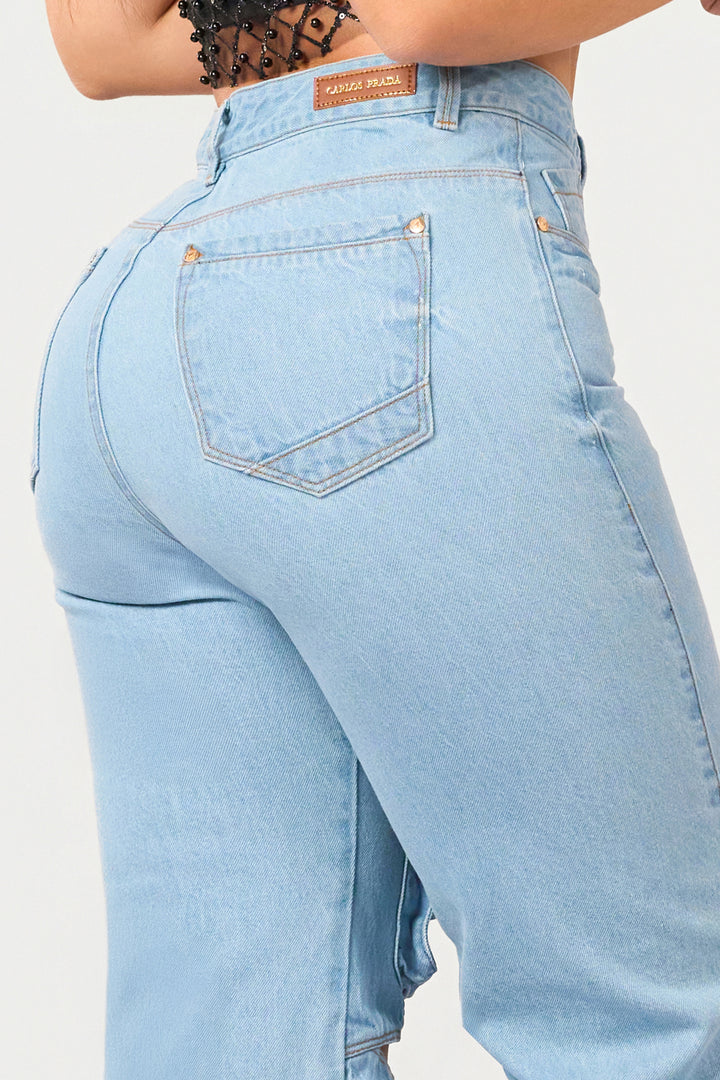 LIGHT BLUE WIDE LEG JEANS 7028