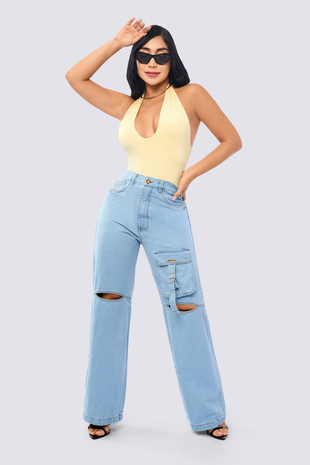 LIGHT BLUE WIDE LEG JEANS 7028