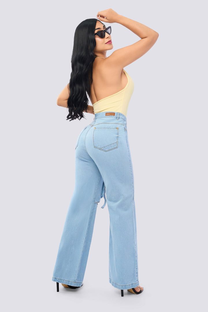 LIGHT BLUE WIDE LEG JEANS 7028