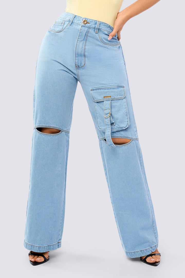 LIGHT BLUE WIDE LEG JEANS 7028