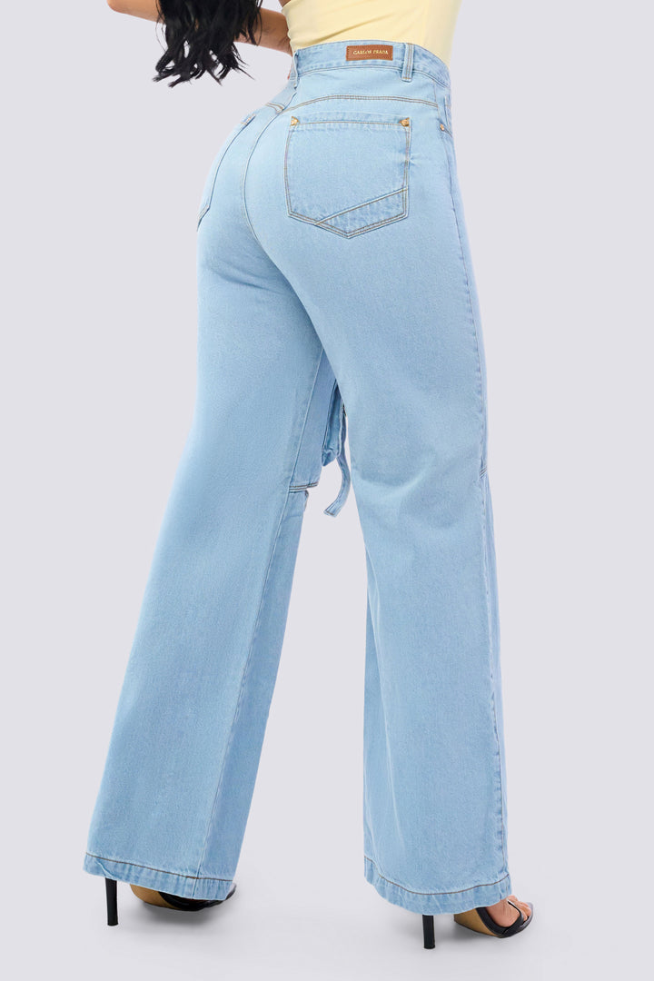 LIGHT BLUE WIDE LEG JEANS 7028