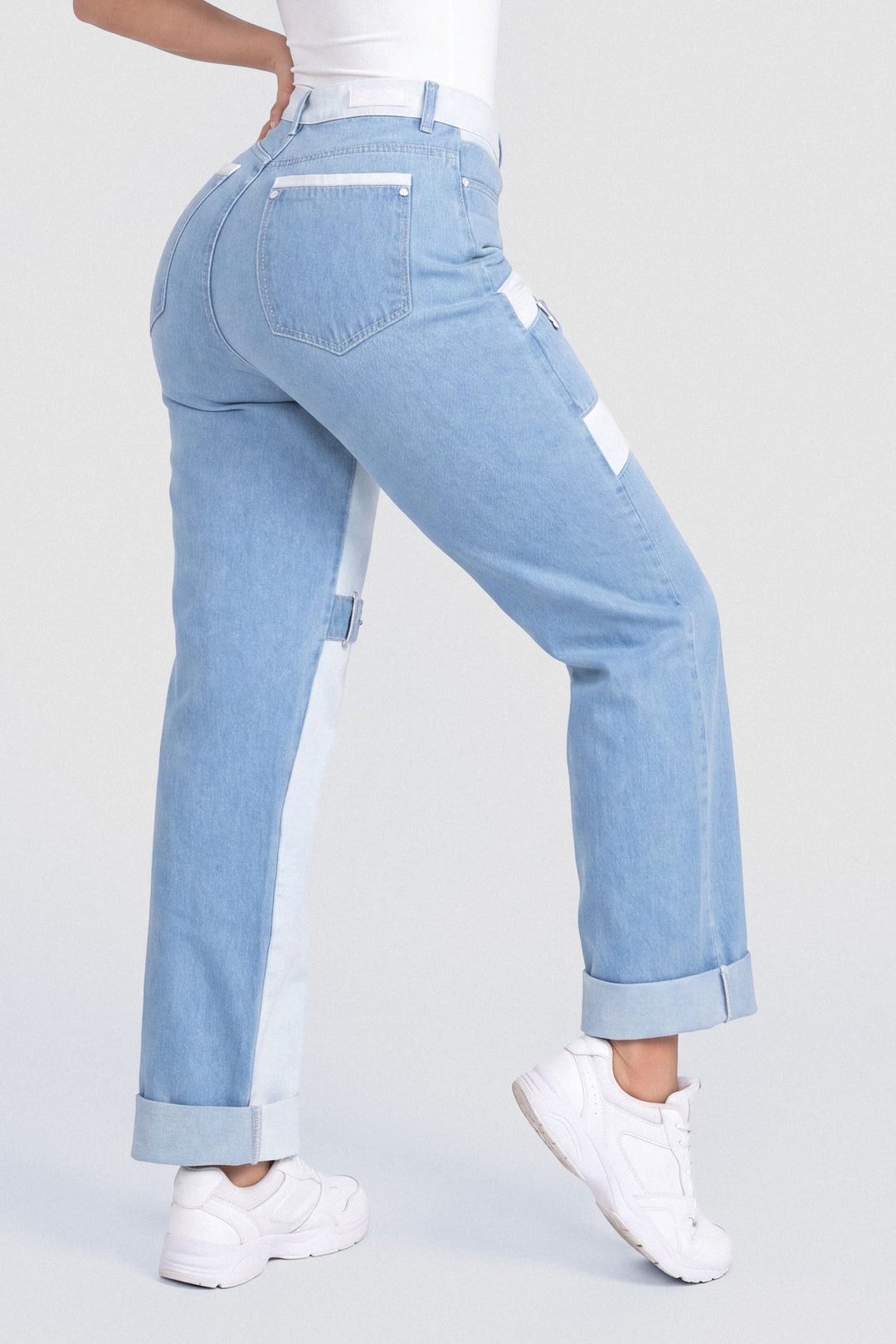MIXED-PATTERN STRAIGHT-LEG PANTS 7068-N