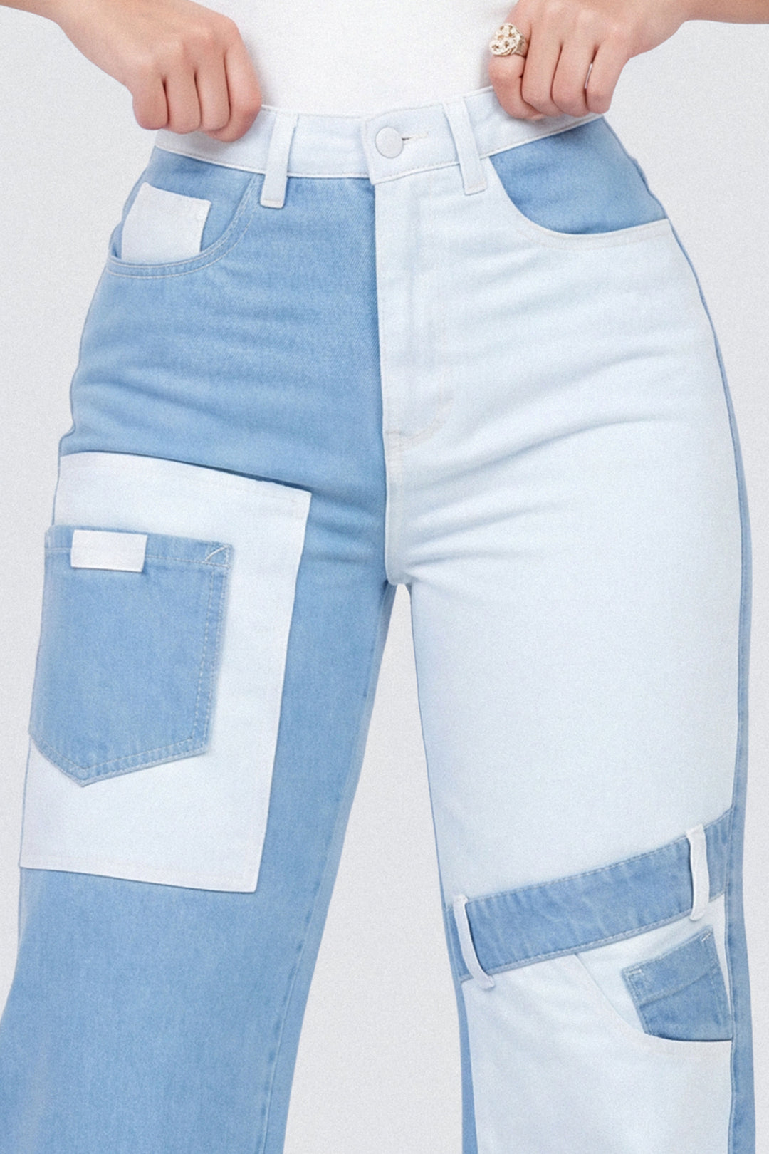 MIXED-PATTERN STRAIGHT-LEG PANTS 7068-N
