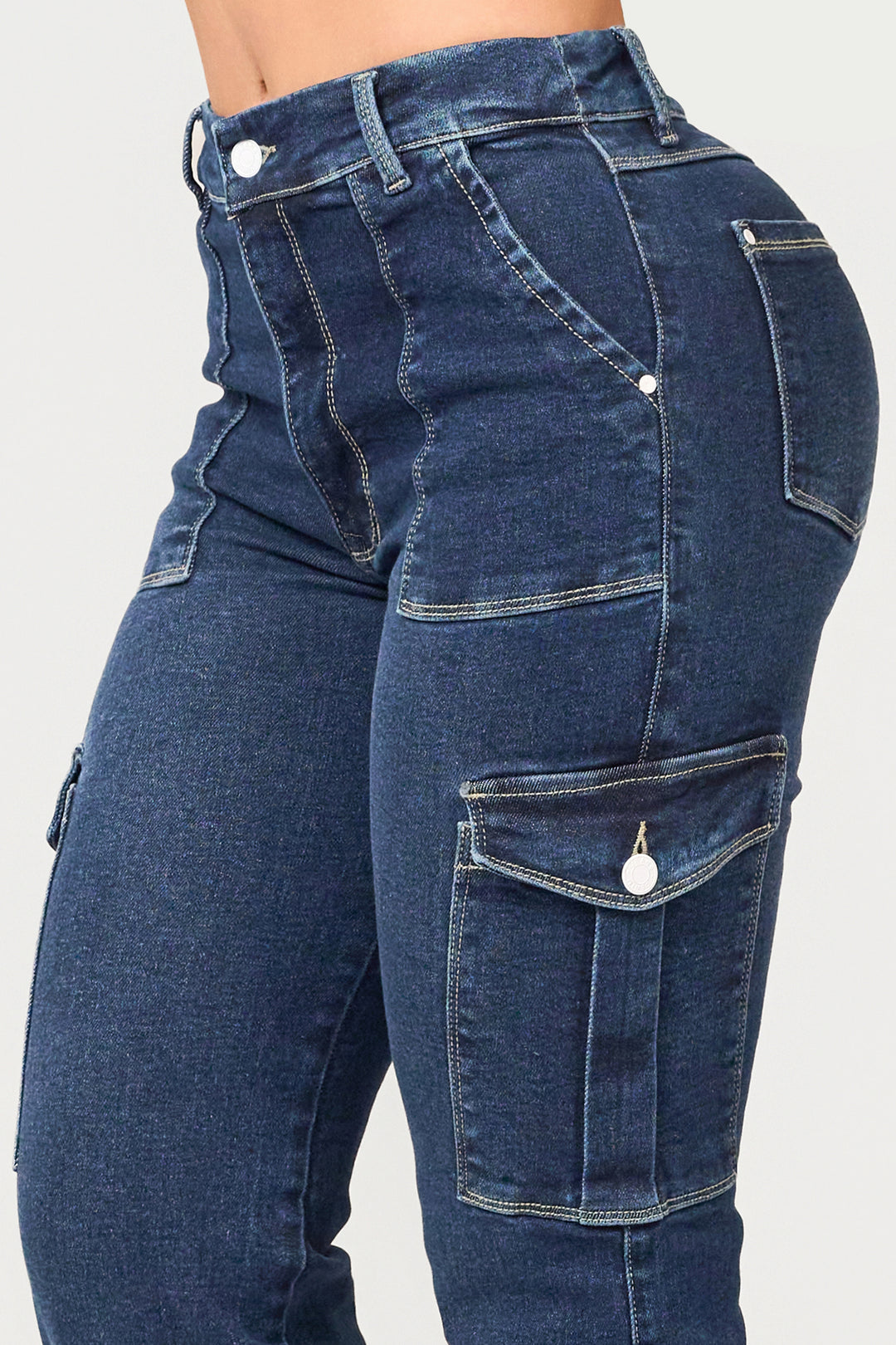 NAVY BLUE CARGO JEANS 7036