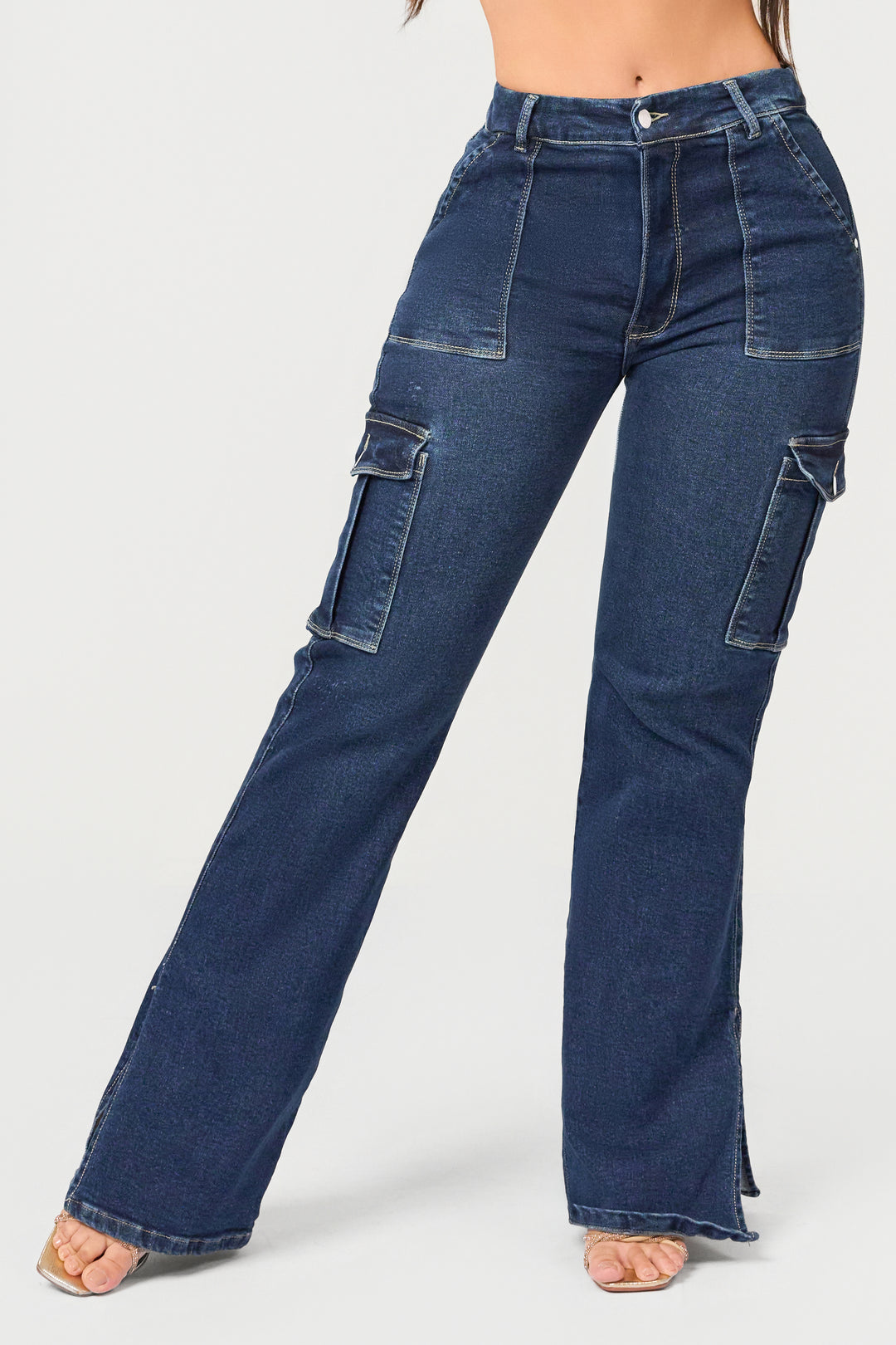 NAVY BLUE CARGO JEANS 7036