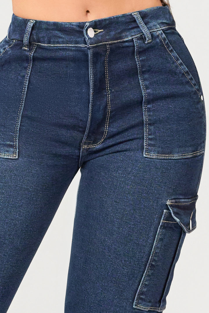 NAVY BLUE CARGO JEANS 7036