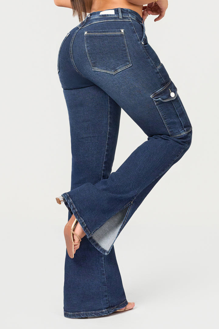 NAVY BLUE CARGO JEANS 7036