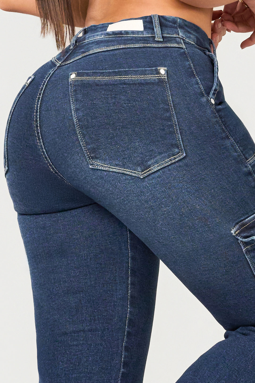 NAVY BLUE CARGO JEANS 7036