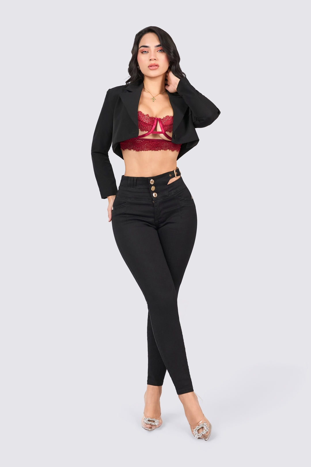 PUSH UP BLACK SKINNY JEANS 7079-N