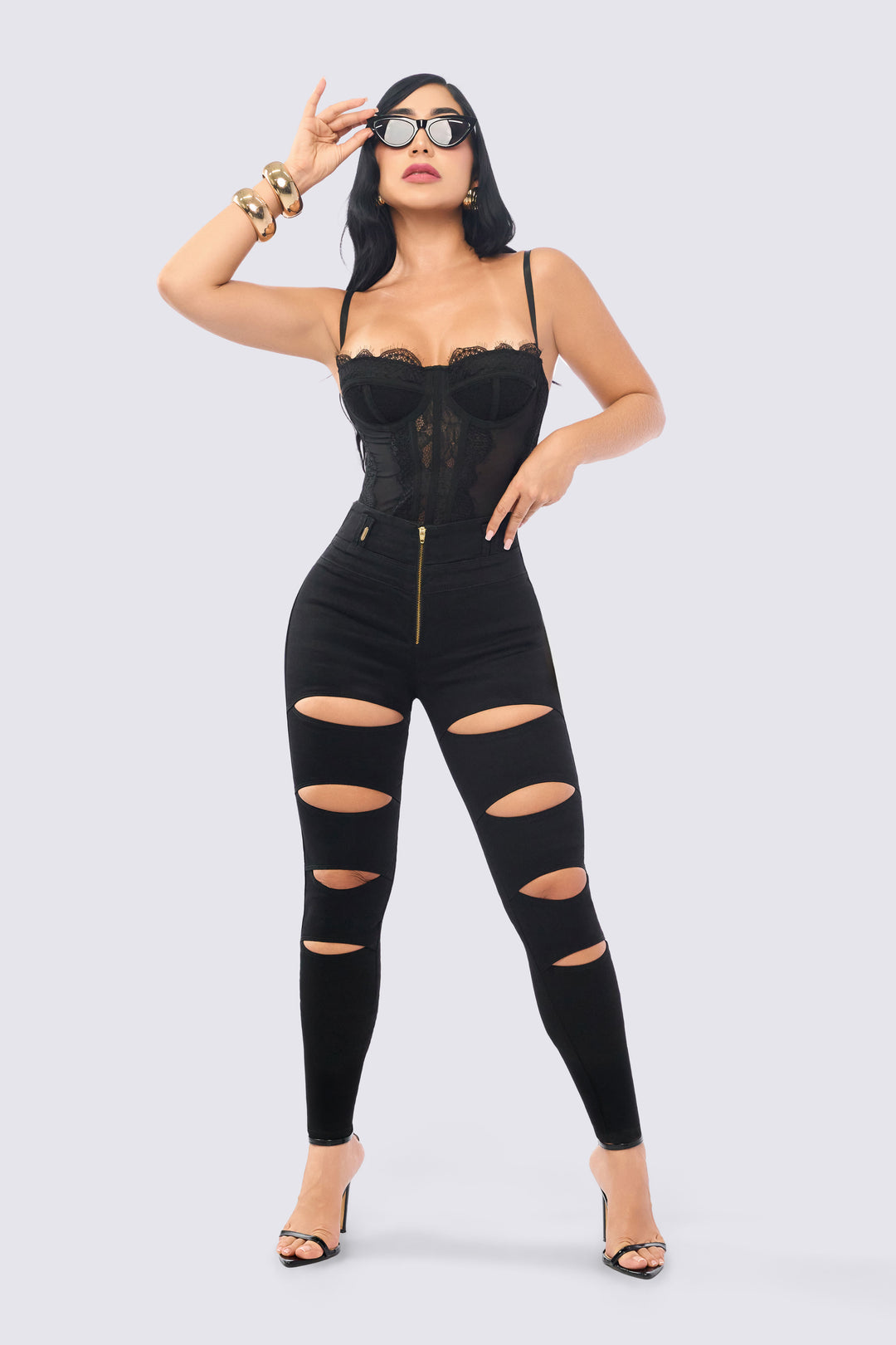 SKINNY JEANS WITH FRONT SLITS 7112