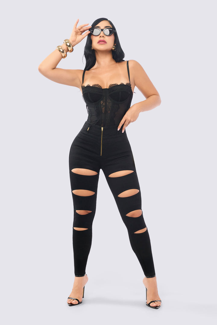 SKINNY JEANS WITH FRONT SLITS 7112