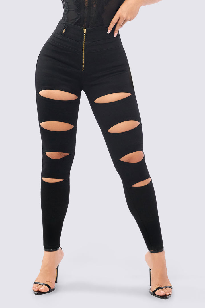 SKINNY JEANS WITH FRONT SLITS 7112