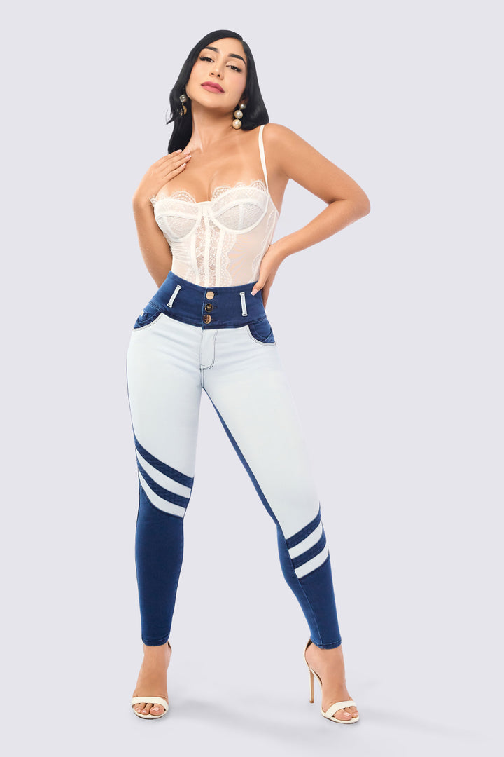 TWO-TONE SKINNY JEANS 7109
