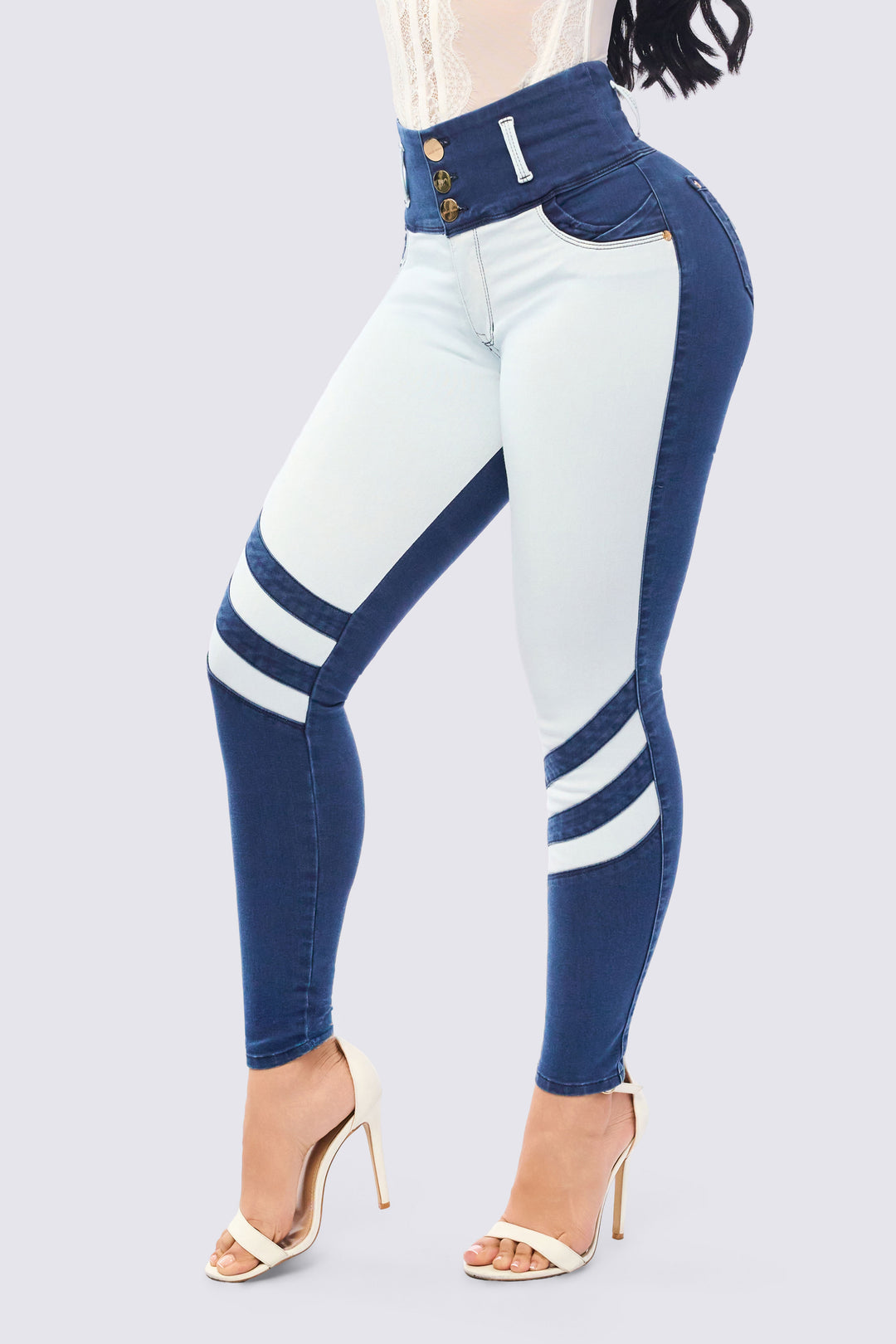TWO-TONE SKINNY JEANS 7109