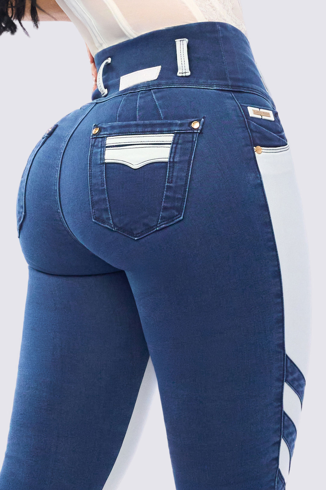 TWO-TONE SKINNY JEANS 7109