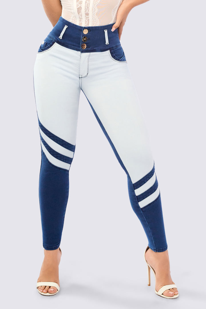 TWO-TONE SKINNY JEANS 7109