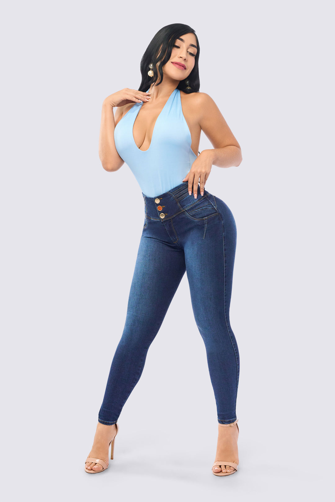 SKINNY JEANS HIGH WAIST NAVY BLUE 7118