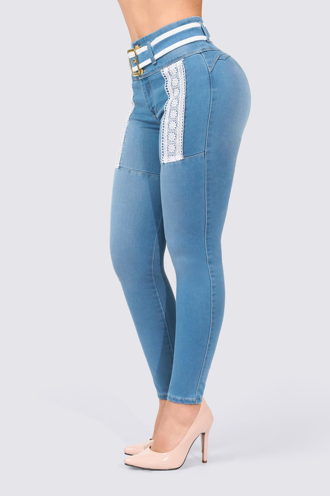 SKINNY JEANS WITH LACE DETAILS 7045-N