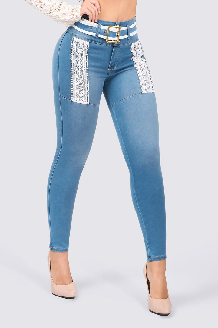 SKINNY JEANS WITH LACE DETAILS 7045-N