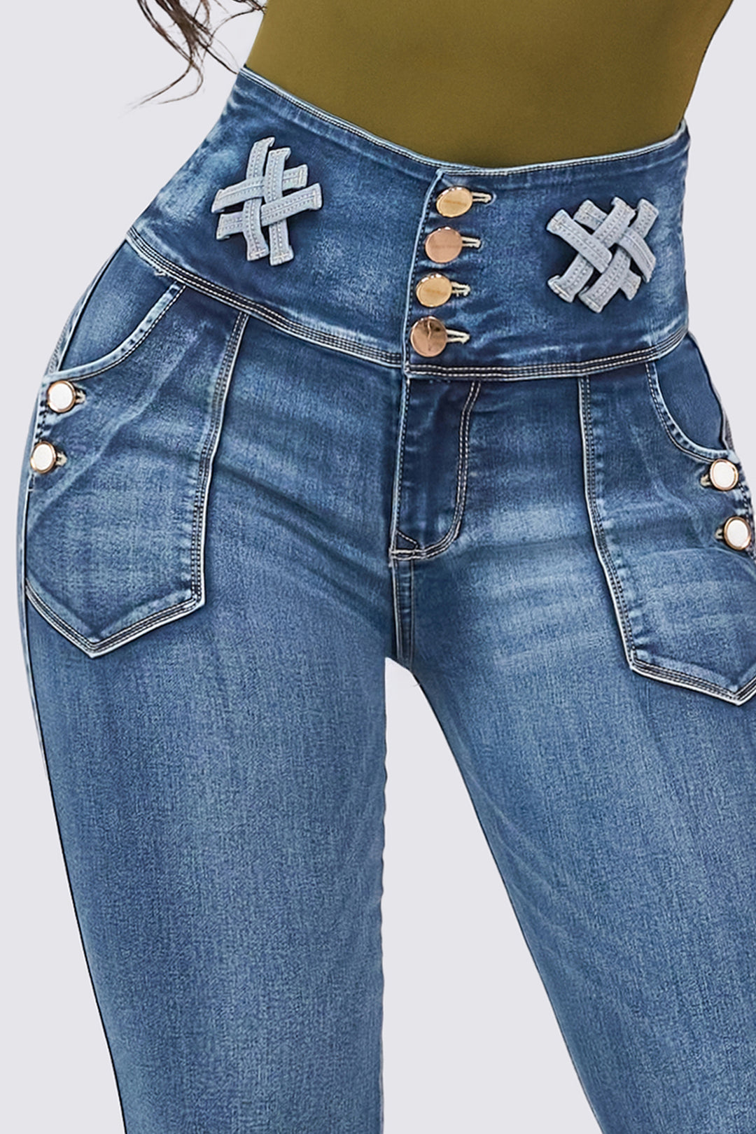 SKINNY JEANS WITH WIDE WAISTBAND 7090