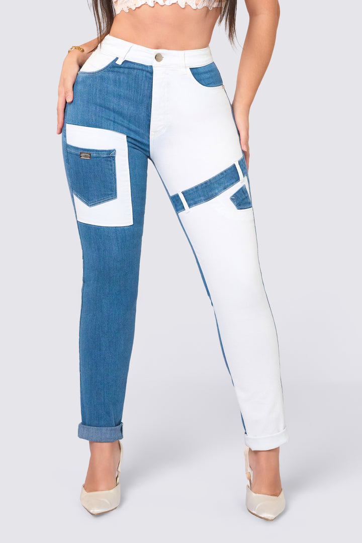 TWO-TONE SKINNY JEANS 7030