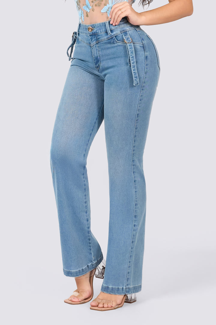 STRAIGHT LEG PANTS LIGHT BLUE 7072
